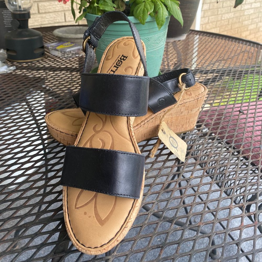 Cork Wedge Black Born Sandals
